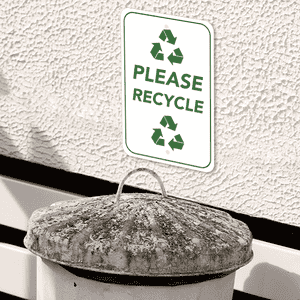 Mounted Vertical Please Recycle Sign