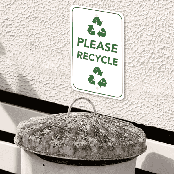 Mounted Vertical Please Recycle Sign