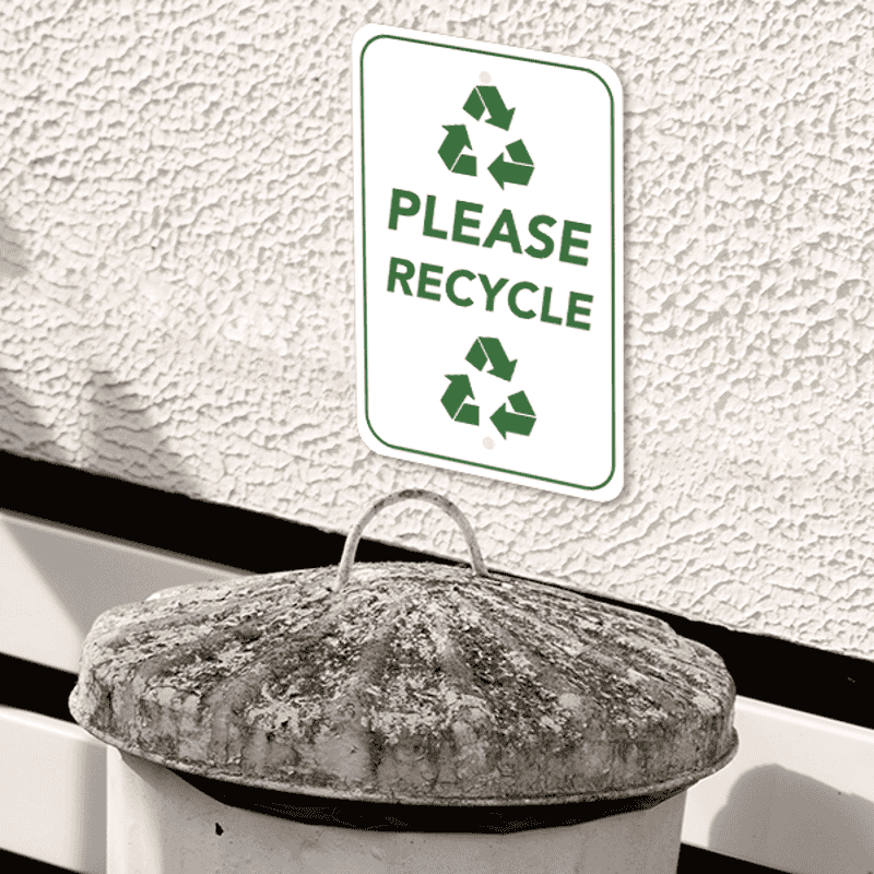 Mounted Vertical Please Recycle Sign