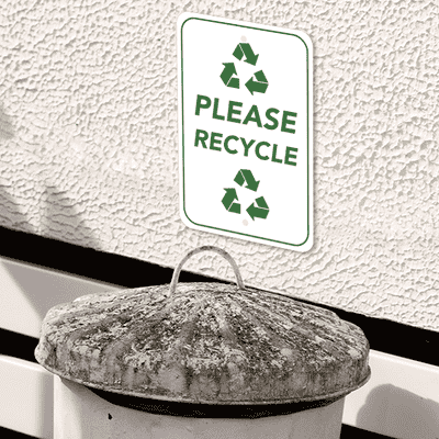 Vertical Please Recycle Sign - alternate view