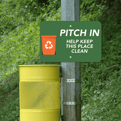 Horizontal Pitch In Recycling Sign - alternate view