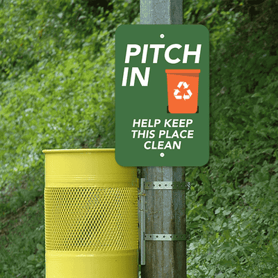 Vertical Pitch In Recycling Sign - alternate view
