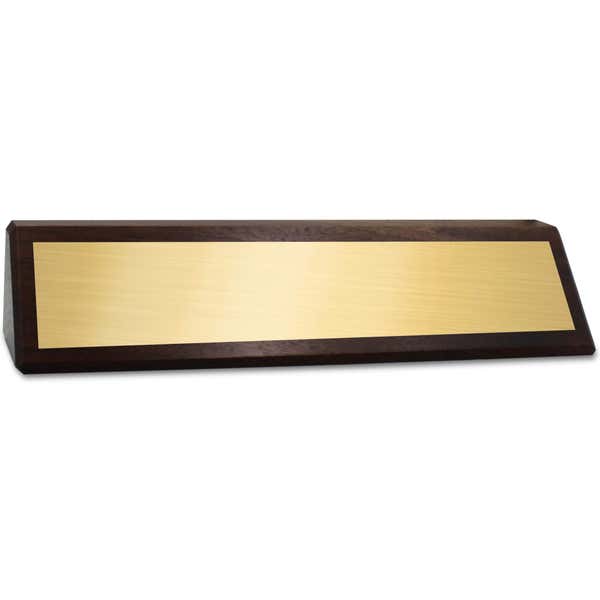2" x 8 1/2" Genuine Walnut Desk Wedge with Gold Name Plate
