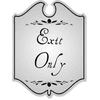 Shield Exit Only Engraved Sign with Leaf Style