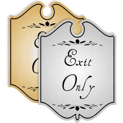 Shield Exit Only Engraved Sign with Leaf Style - alternate view