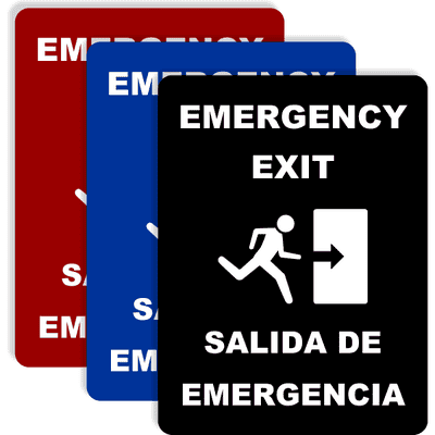 Bilingual Engraved 6" x 8" Emergency Exit Sign - alternate view