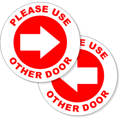 4" Round Please Use Other Door Decal - alternate view