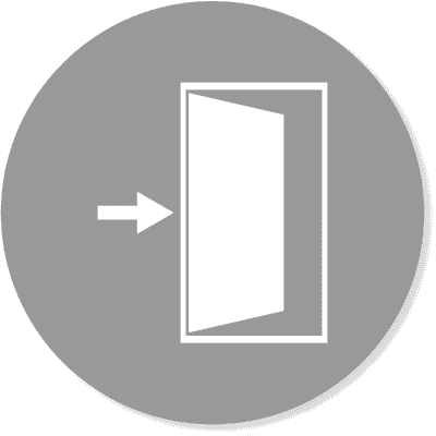 4" Round Enter / Exit Door Icon Decal  - alternate view