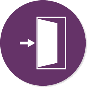 Purple 4" Round Enter / Exit Door Icon Decal