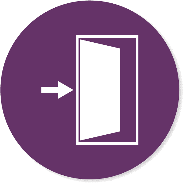 Purple 4" Round Enter / Exit Door Icon Decal
