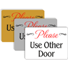 Please Use Other Door Color Sign in various material colors