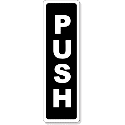 Push Vertical Aluminum Sign - 5" x 1.5"