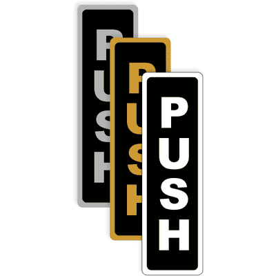 Push Vertical 5" x 1.5" Aluminum Sign - alternate view