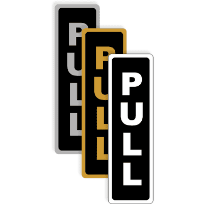 Pull Vertical 5" x 1.5" Aluminum Sign - alternate view