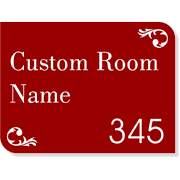Raised Letters Scroll Corner 6" x 8" Room Name and Number Sign