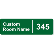 Raised Letters Scroll Corner 3" x 10" Room Name and Number Sign