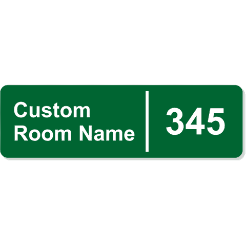 Raised Letters Scroll Corner 3" x 10" Room Name and Number Sign