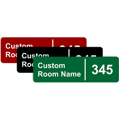 Raised Letters Scroll Corner 3" x 10" Room Name and Number Sign - alternate view