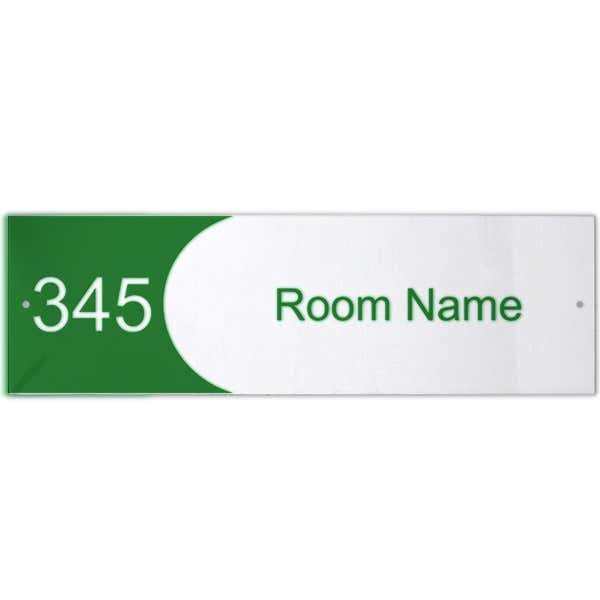 Custom Text Room Name and Number Acrylic Print Sign Concave - 3" x 10"