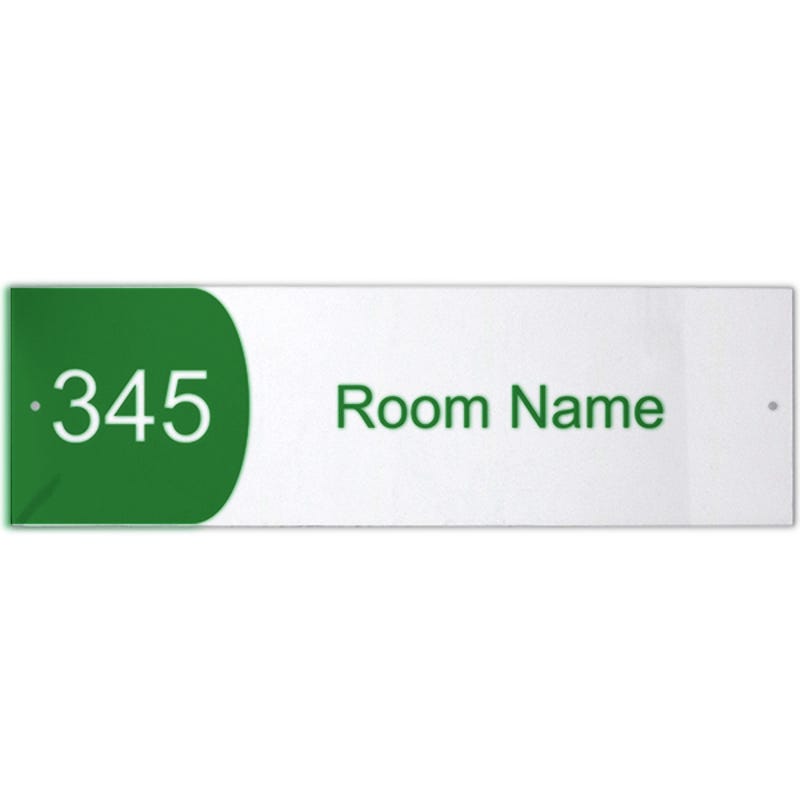 Custom Text Room Name and Number Acrylic Print Sign Convex - 3" x 10"