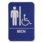 Blue Men's Handicap 9" x 6" ADA Braille Restroom Sign