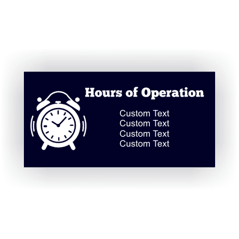Clock 2' x 4' Hours of Operation Banner 