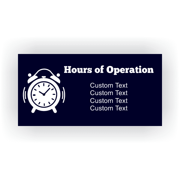 Clock 2' x 4' Hours of Operation Banner