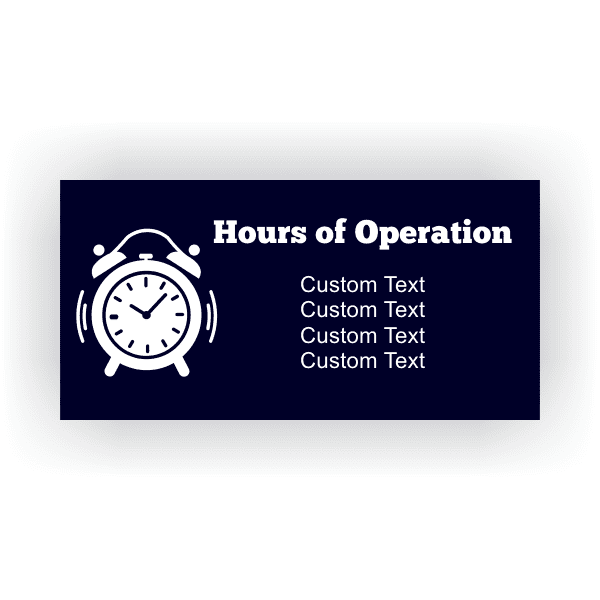 Clock 2' x 4' Hours of Operation Banner