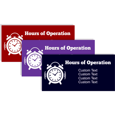 Clock 2' x 4' Hours of Operation Banner - alternate view