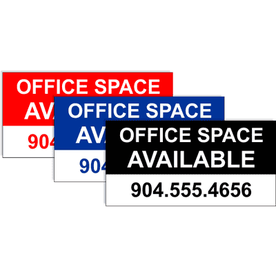 Custom Phone Number 3' x 6' Office Space Banner - alternate view