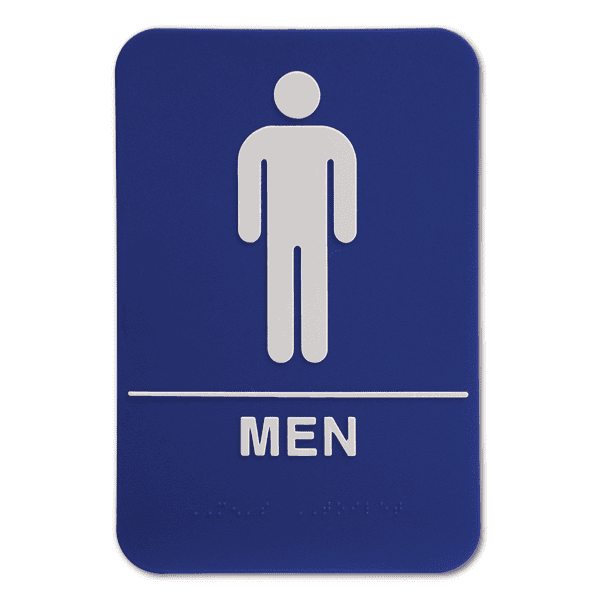 Blue ADA Braille Men's Restroom Sign