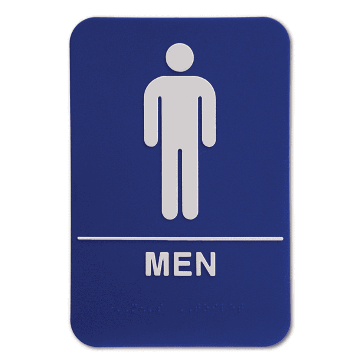 Blue ADA Braille Men's Restroom Sign