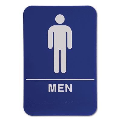 Blue ADA Braille Men's Restroom Sign