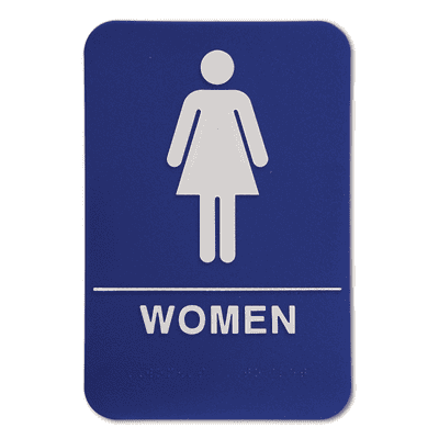Blue ADA Braille Women's Restroom Sign