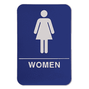 Blue Women's 9" x 6" ADA Braille Restroom Sign