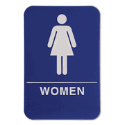 Blue Women's 9" x 6" ADA Braille Restroom Sign