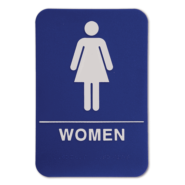 Blue Women's 9" x 6" ADA Braille Restroom Sign