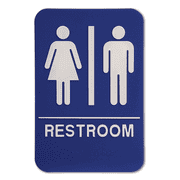 Blue Unisex 9" x 6" ADA Braille Restroom Sign