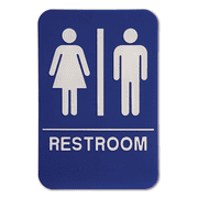 Blue Unisex 9" x 6" ADA Braille Restroom Sign