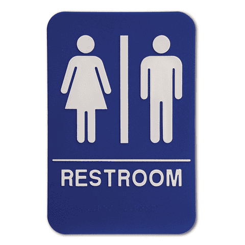 Blue Unisex 9" x 6" ADA Braille Restroom Sign