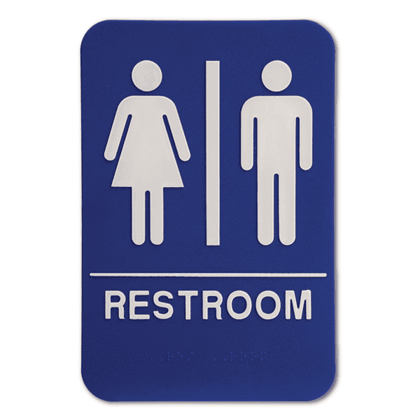 Blue Unisex 9" x 6" ADA Braille Restroom Sign