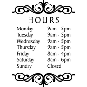 Hours of Operation Die Cut Vinyl Decal | 16" x 12"