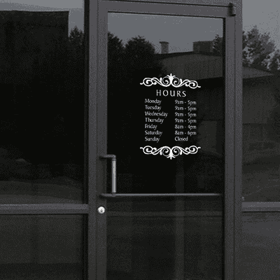 Hours of Operation Die Cut Vinyl Decal | 16" x 12" - alternate view