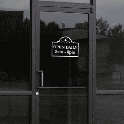 8" x 12" Open Daily Business Hours Die Cut Decal - alternate view