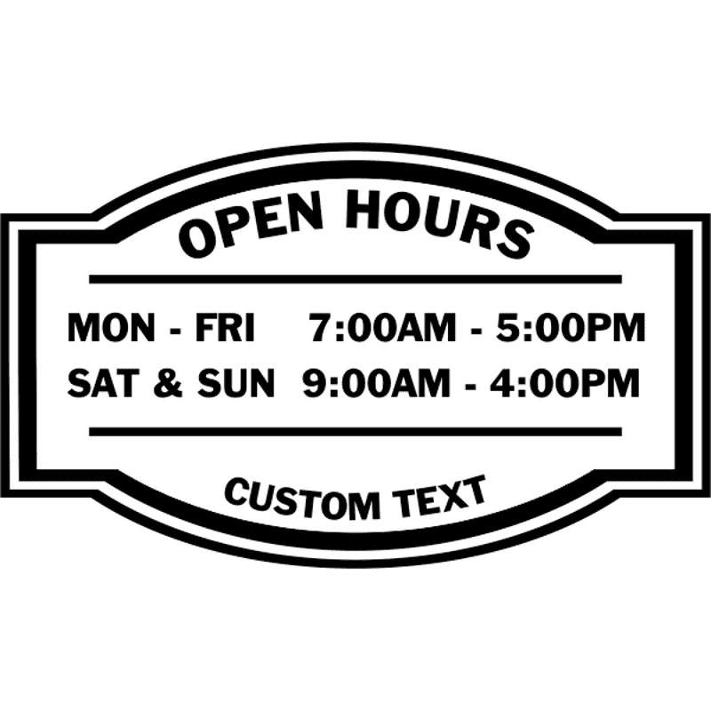 Open Hours Die Cut Door Decal | 12" x 20"