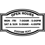 12" x 20" Open Hours Die Cut Door Decal