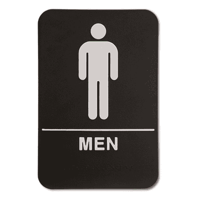 Black Men's ADA Braille Restroom Sign