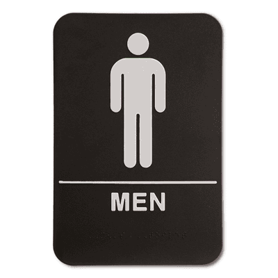 Black Men's ADA Braille Restroom Sign