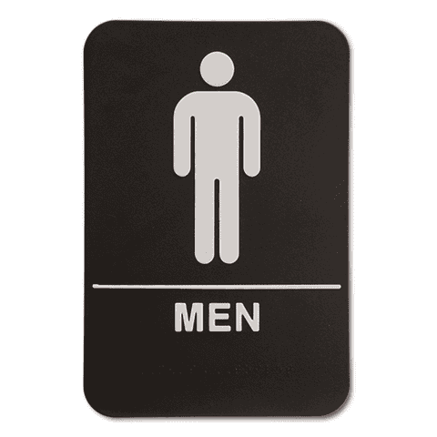 Black Men's 9" x 6" ADA Braille Restroom Sign