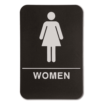 Black Women's ADA Braille Restroom Sign | 9" x 6"